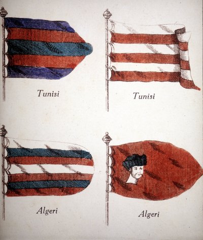 Tunisian ja Algerian liput 1700-luvun lopulta. tekijältä Unknown artist