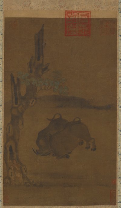 Kaksi taistelevaa vesipuhvelia tekijältä Unknown artist