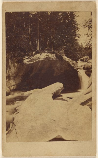 [Tunnistamaton metsänäkymä, jossa on kallioita ja luola] tekijältä Unknown artist