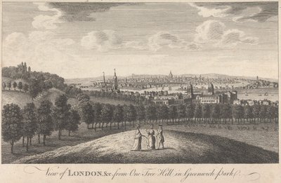 Näkymä Lontooseen ja kirkkoon One Tree Hilliltä Greenwich Parkissa tekijältä Unknown artist