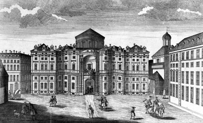 Näkymä Palazzo Carignanosta (Palazzo Carignan) Torinossa tekijältä Unknown artist