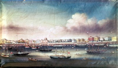 Näkymä Shanghain satamaan, noin 1850. tekijältä Unknown artist