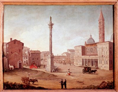 Näkymä Santa Maria Maggioren basilikasta (Santa Maria Maggiore) Roomassa Anonyymi akvarelli. 1700-luvun Rooma, Rooman museo tekijältä Unknown artist