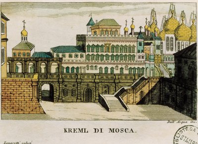 Näkymä Kremlistä, Moskova, venäläinen Georg Reinbeckin matkoilta Pietarista Saksaan, print tekijältä Unknown artist