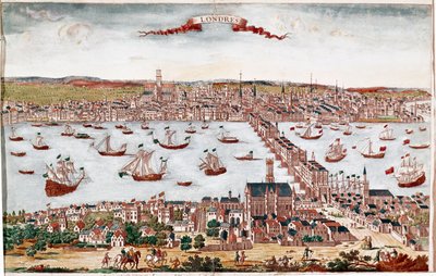 Näkymä Lontoon kaupunkiin ja Thames-joelle (kaiverrus tekijältä Unknown artist