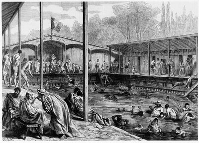 Näkymä kylmille kylpylöille Pariisissa - elokuvassa "Mahtava maailmankaikkeus" 26.8.1871 tekijältä Unknown artist