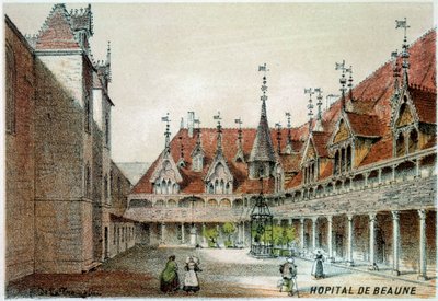 Näkymä Hospices de Beaunen sisäpihalle tekijältä Unknown artist