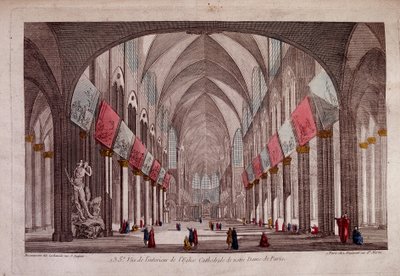 Näkymä Notre-Dame de Parisin sisätiloihin - optinen näkymä tekijältä Unknown artist