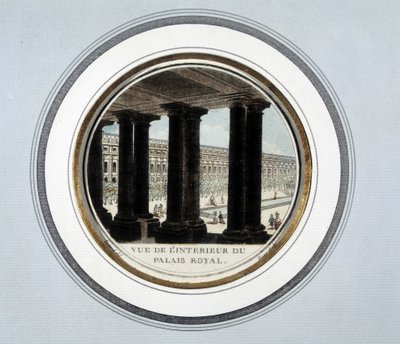 Näkymä kuninkaallisen palatsin sisätiloihin - kaiverrus tekijältä Unknown artist
