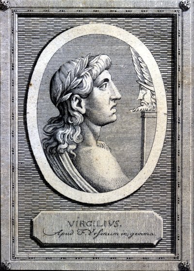 Vergilius (70-19 eKr.), latinalainen runoilija. 1700-luvun kaiverrus. tekijältä Unknown artist