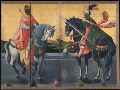 Western Kings on Horseback - Anonymous - 1600-luvun ensimmäinen kolmannes. - Akvarelli ja muste paperille - 184x245 - Suntory Museum of Art tekijältä Unknown artist