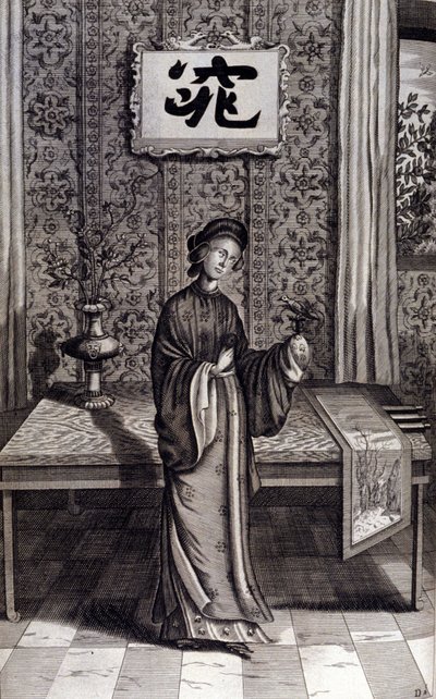 Kiinan aateliston nainen. Athanasius Kircherin (1601 - 1680), jesuiitta, orientalisti ja saksalainen tutkija, "De China Monumenta", Amsterdam 1667. tekijältä Unknown artist