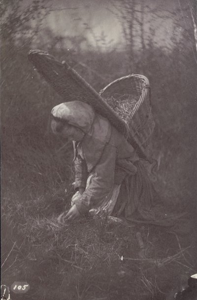 [Nainen, jolla on kori selässä] tekijältä Unknown artist