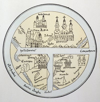 Maailmankartta 1000-luvun Leipzigin käsikirjoituksesta tekijältä Unknown artist
