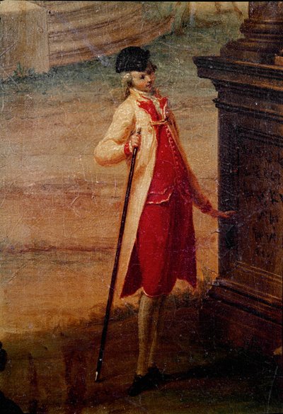Venetsian aristokratian nuori mies Yksityiskohta. Anonyymi maalaus. 1700-luvun Galleria del 