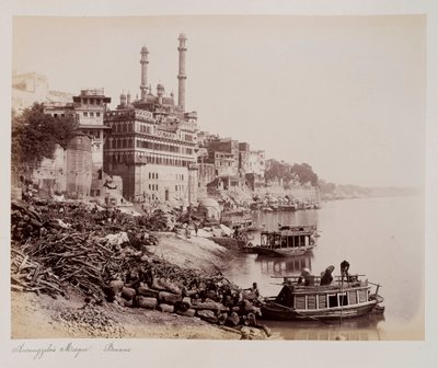 Aurangzebin moskeija, Benares, n. 1885 (seepiakuva) tekijältä Unknown photographer