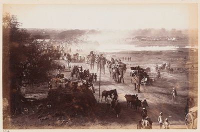 Matkatavarapylväs Delhin harjoitusleirin aikana, noin 1885 tekijältä Unknown