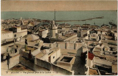 Yleiskuva kasbahista (kasbah) Algerissa, Algeriassa - Postikortti Selvan kokoelmasta, 1900-luvun alku tekijältä Unknown photographer