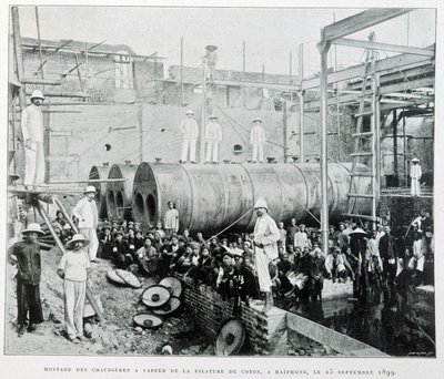 Höyrykattiloiden asennus Haiphong-puuvillakehruusta 25.9.1899 - Robert Dubois