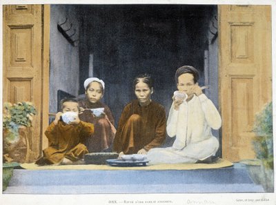 Annamite-perheen ateria, v. 1895, “” Around the World”, 1800-luvun loppu. tekijältä Unknown photographer