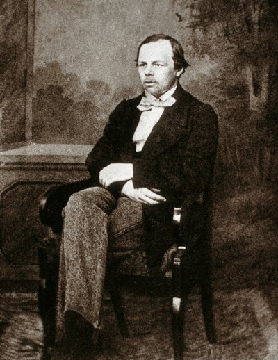 Muotokuva venäläisestä kirjailijasta Fjodor Dostojevskista (Dostojevski tai Dostojevski) (1821-1881). Valokuva 1800-luvulta. tekijältä Unknown photographer