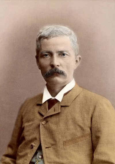 Muotokuva Sir Henry Morton Stanleysta (s. John Rowlands) (1841-1904), walesilainen toimittaja ja tutkimusmatkailija. myöhempää väritystä tekijältä Unknown photographer