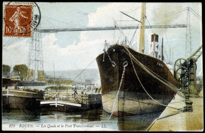 Postikortti 1900-luvun alusta. Normandia, Rouen: Satama ja lauttasilta. tekijältä Unknown photographer