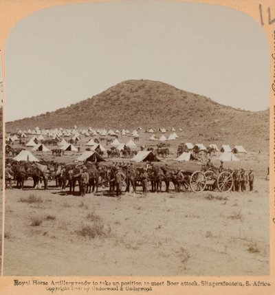 Royal Horse Artillery, Slingersfontein, Boer War, n.1899 (valokuva, stereoskooppinen) tekijältä Unknown photographer