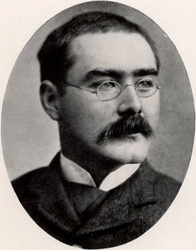 Rudyard Kipling (1865-1936) englantilainen toimittaja, kirjailija ja runoilija (painettu) tekijältä Unknown photographer