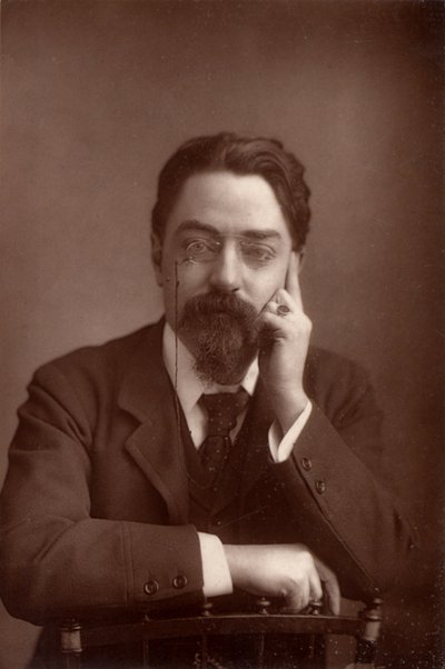 Sidney Webb, paroni Passfield (1859-1947) englantilainen poliittinen taloustieteilijä ja sosiaalinen uudistaja, noin 1890 (s/w-kuva). tekijältä Unknown photographer