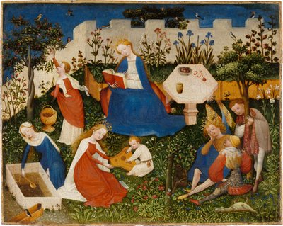 Pieni paratiisin puutarha, n. 1410-1420 (sekoitettu media tammella) tekijältä Upper Rheinish Master