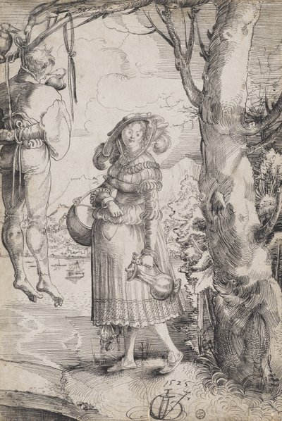 Nainen hirtetyn miehen lähellä tekijältä Urs (1485-1528) Graf