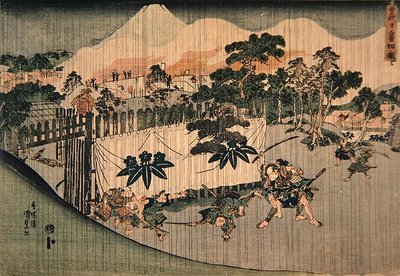 Soga Brothers tappaa kymmenen vihollista, n. 1830 (värillinen puupalikkaprintti) tekijältä Utagawa Kunisada