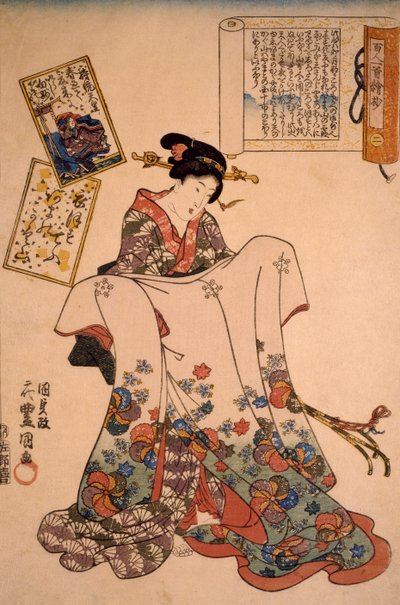 Nainen ylellisillä mekoilla, kirjoittanut Utagawa Kunisada tekijältä Utagawa Kunisada
