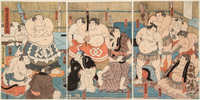 Kuva ky-huoneesta, joka pidettiin pienessä paikassa. Kuvittanut Utagawa Kunisada (1786-1865) tekijältä Utagawa Kunisada