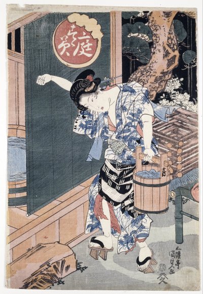 The Garden Bathtub by Kunisada (Toyokuni III), Utagawa (1786-1865) tekijältä Utagawa Kunisada