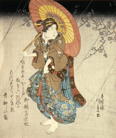 Iwai Kumesaburo II rakastajan roolissa, n.1827-30 (värillinen puupalikkaprintti) tekijältä Utagawa Kunisada