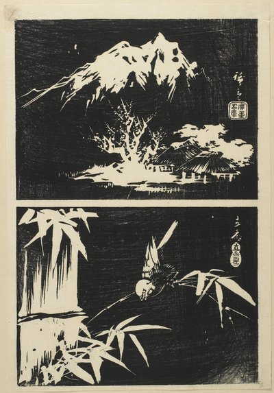 (Kaksi litografiakuvaa), 1800-luvun puoliväli tekijältä Utagawa Hiroshige