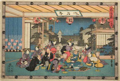 Act 7 (Shichidanme), sarjasta "Uskollisten pidättäjien kosto (Chushingura)" tekijältä Utagawa Hiroshige