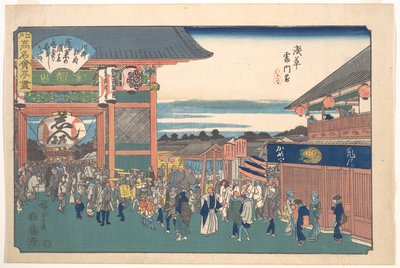 Asakusan Kaminarimonin edustalla (Kameya) tekijältä Utagawa Hiroshige