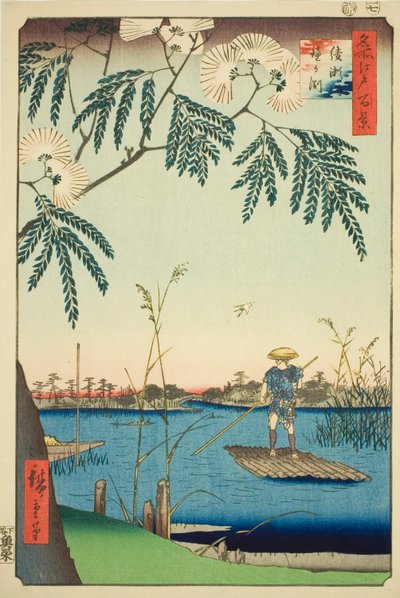Reverend Ayase Plan d Kanegafuchi (Ayase River Kanegafuchi), sarjasta `` Harjujen harjuja d fa net s Näkymät Edoon (Sata kuuluisaa Edon näkymää)