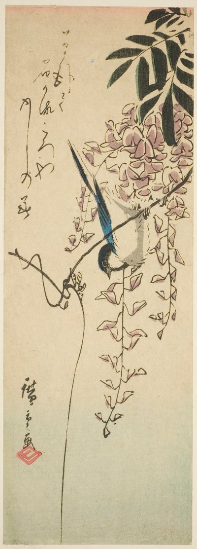 Lintu wisterialla tekijältä Utagawa Hiroshige