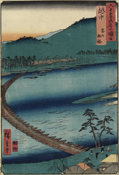 Venesilta Toyamassa, Etchun maakunnassa, syyskuussa 1853 tekijältä Utagawa Hiroshige