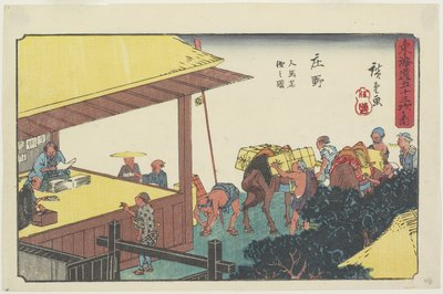 Portterien ja hevosten vaihto Sho_nossa, 1841-1842 tekijältä Utagawa Hiroshige