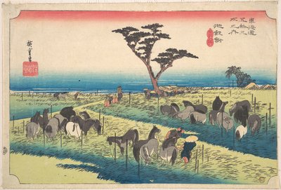 Chiryu, kesäinen hevosmarkkina tekijältä Utagawa Hiroshige