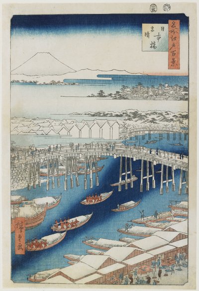 Kirkas sää lumen jälkeen, Nihonbashin silta, toukokuu 1856 tekijältä Utagawa Hiroshige