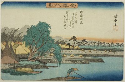 Selkeä sää Susakissa (Susaki seiran), sarjasta "Kahdeksan näkymää Kanazawasta (Kanazawa hakkei)" tekijältä Utagawa Hiroshige