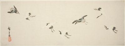 Nosturit lennossa tekijältä Utagawa Hiroshige