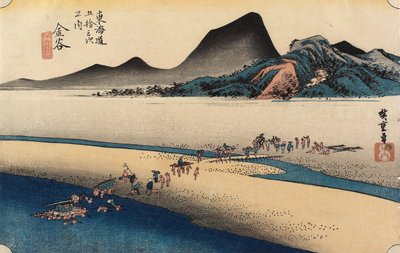 Distant Bank of O_i River, Kanaya, n. 1833 tekijältä Utagawa Hiroshige