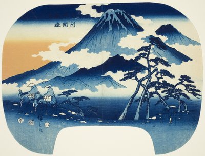 Kaukainen näkymä Asama-vuorelle Shinshun alueella tekijältä Utagawa Hiroshige